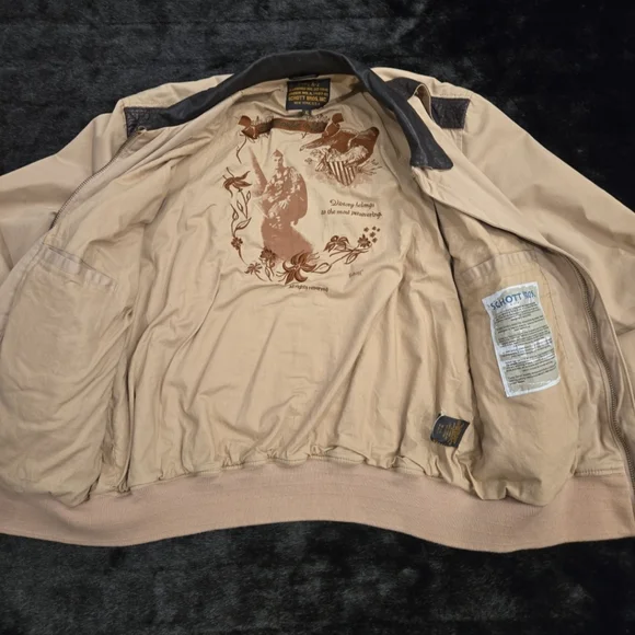 Schott Bros Jacket Type A-2 Military Style Bomber Flight Lambskin Canvas Jacket - Picture 5 of 10